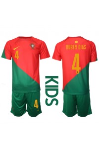 Fotbalové Dres Portugalsko Ruben Dias #4 Dětské Domácí Oblečení MS 2022 Krátký Rukáv (+ trenýrky)